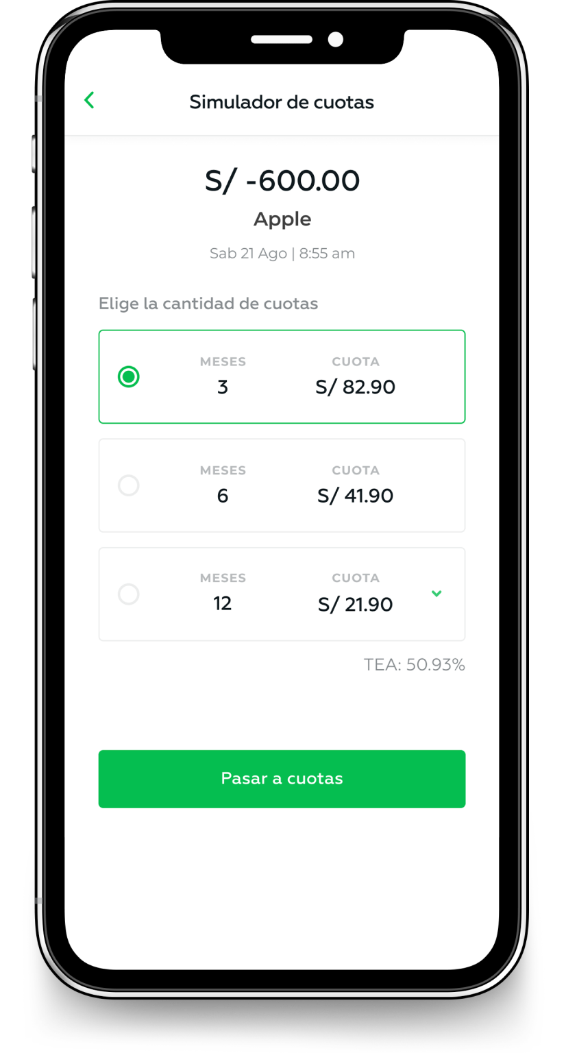 3.  Selecciona el número de cuotas