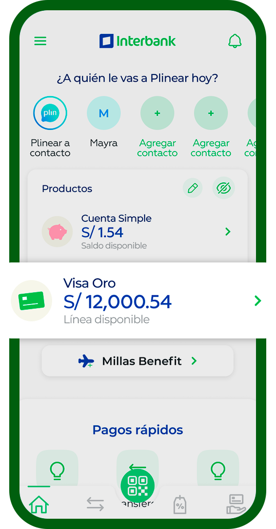 1. Selecciona tu tarjeta en Interbank App​